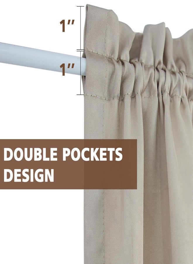 BUHUA French Door Curtains for Small Window Rod Pocket Blackout Curtains for Kitchen Light Filtering Sidelight Curtains, 1 Panel, Beige - W25 X L40 - Image 4